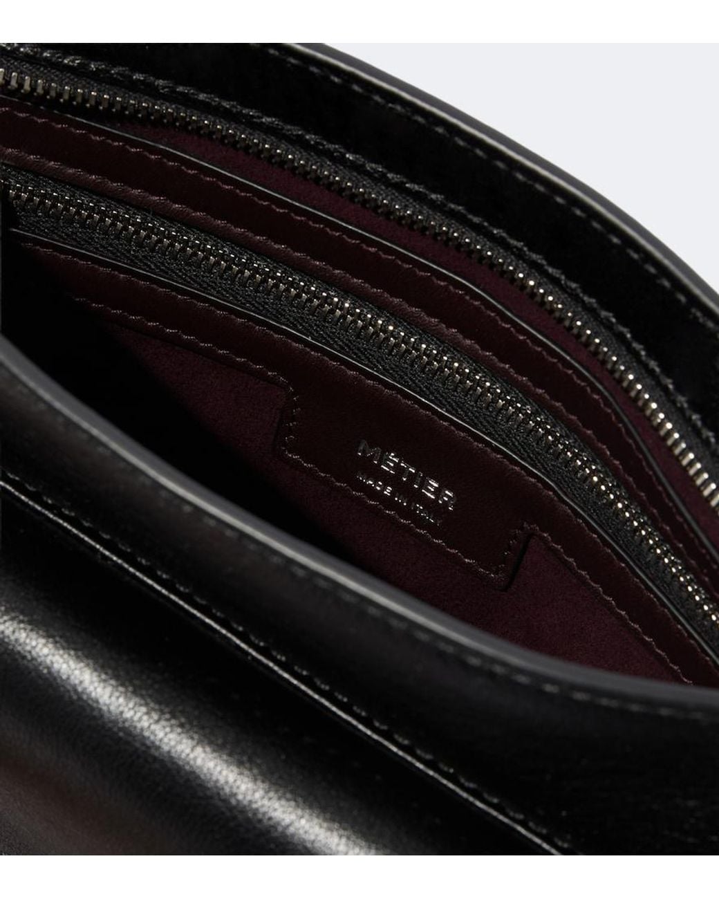 Metier Black Slide Leather Messenger Bag for men