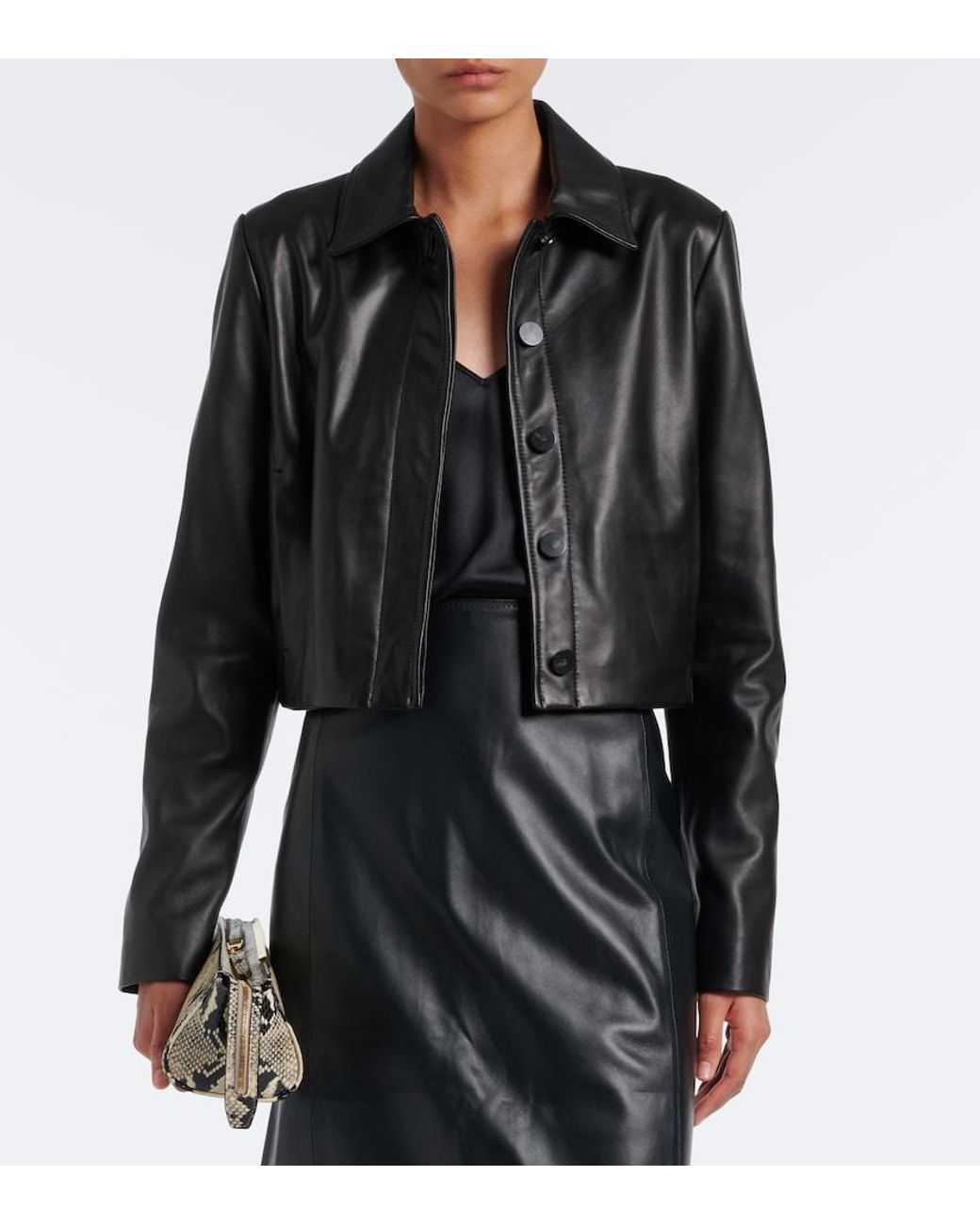 Vince Black Cropped Leather Jacket