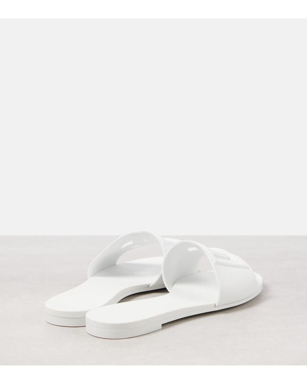 Dolce & Gabbana White Dg Cutout Rubber Slides
