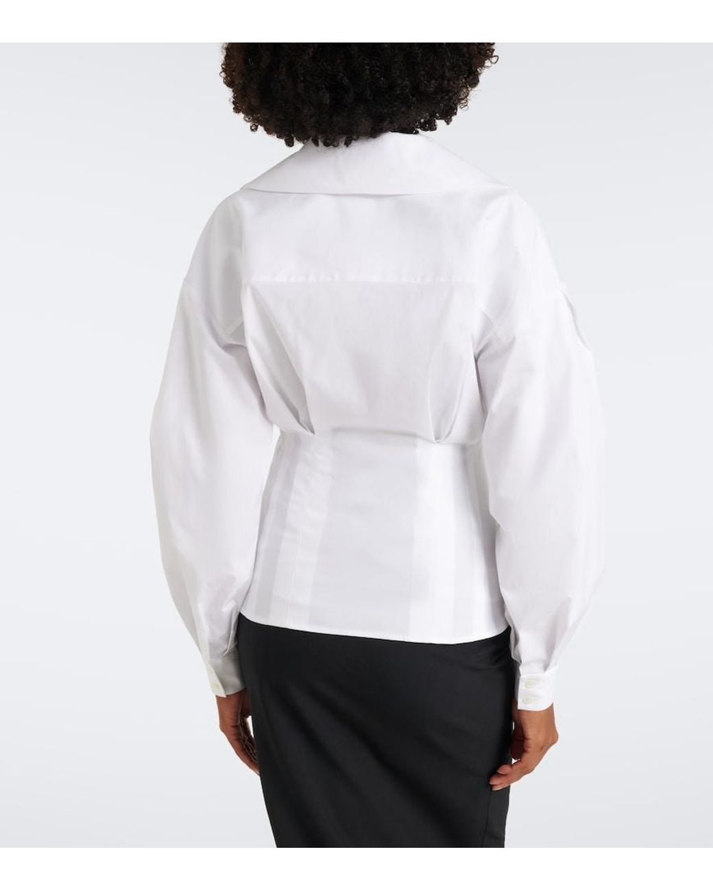 Carolina Herrera White Cotton-Blend Poplin Shirt