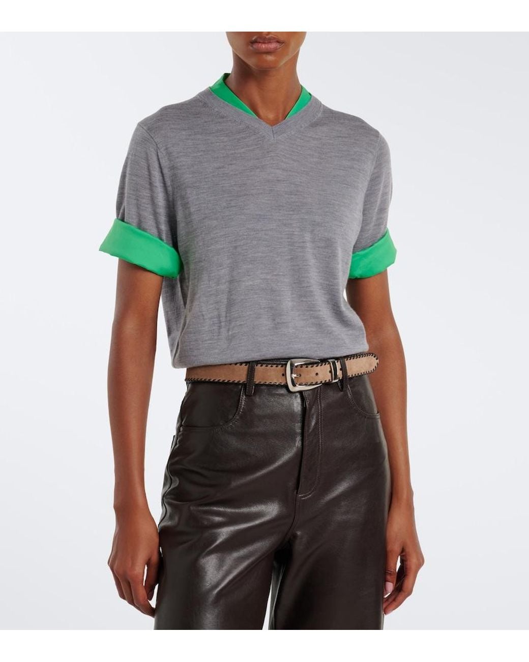 Dorothee Schumacher Green Layered Virgin Wool Top
