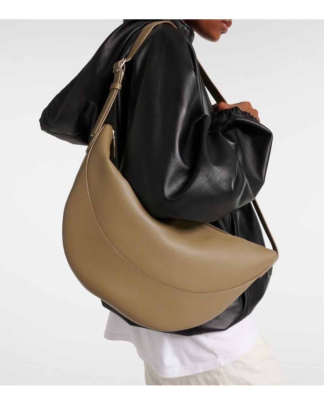 The Row White Jouve Small Leather Shoulder Bag