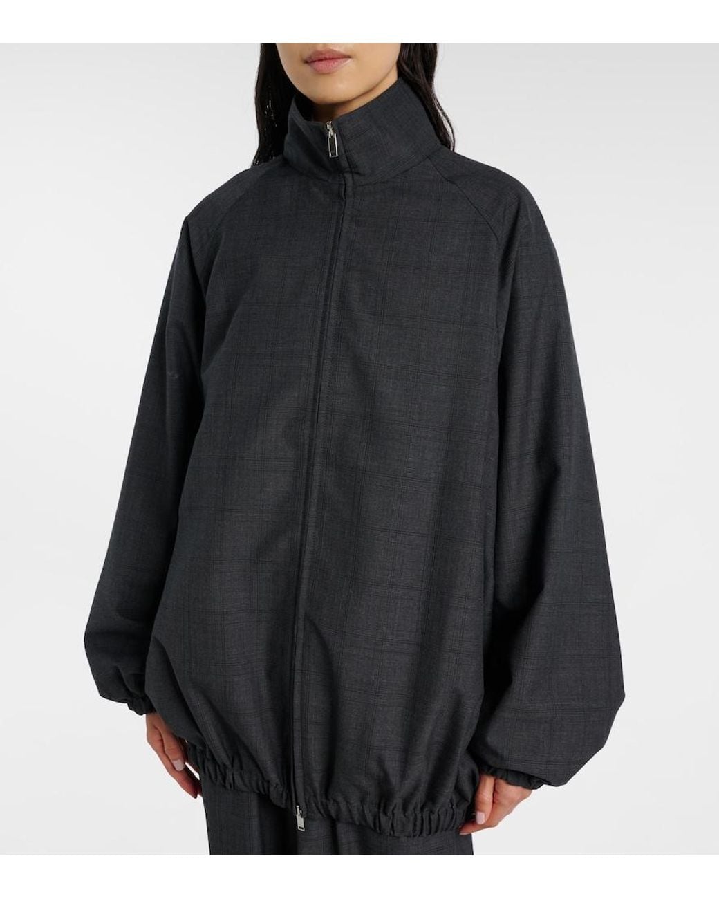 Frankie Shop Black Baxter Plaid Oversized Blouson Jacket