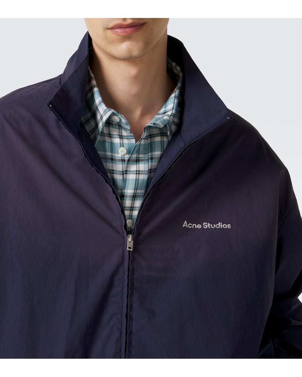 Acne Blue Logo Cotton Poplin Jacket for men