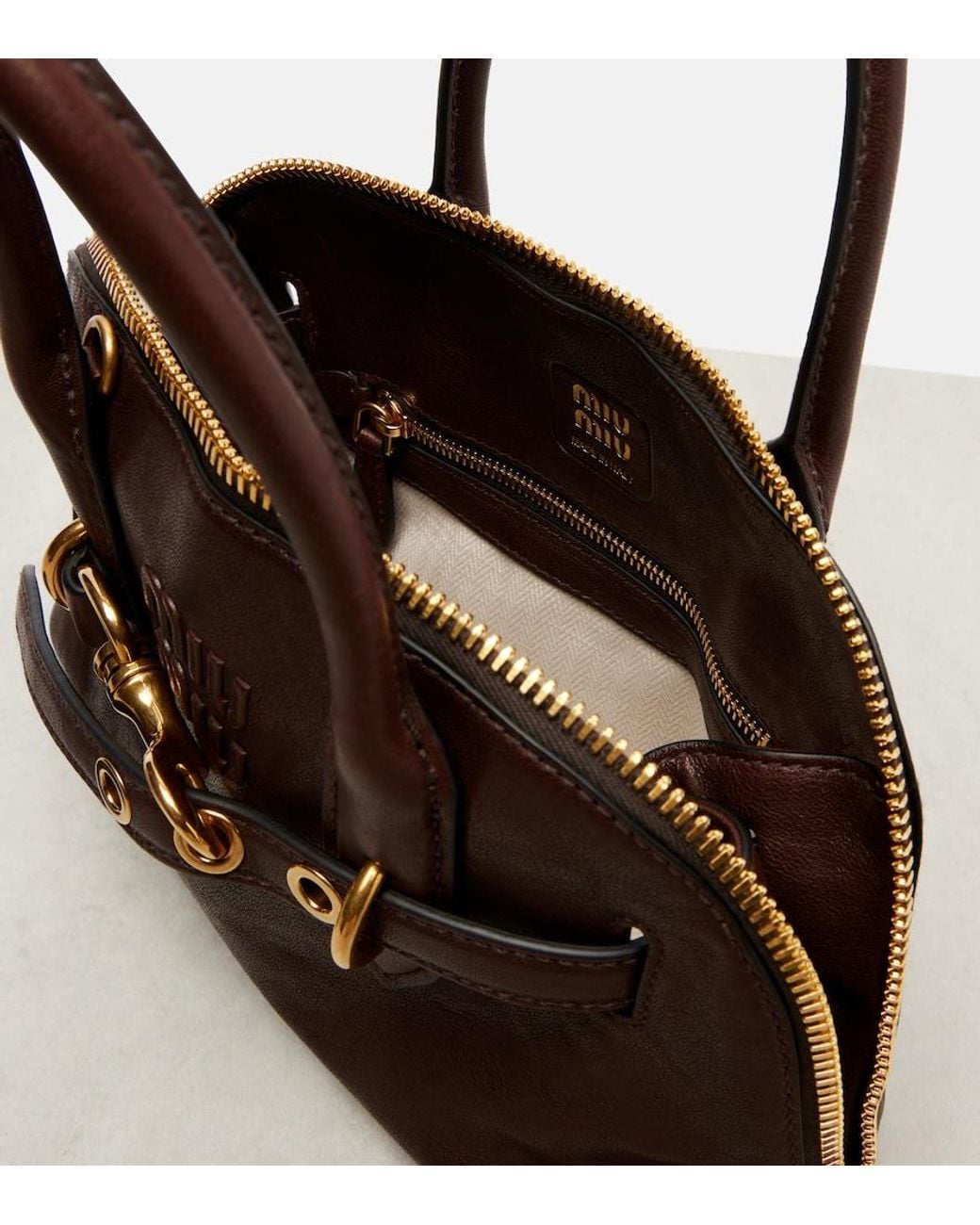 Miu Miu Brown Aventure Leather Tote Bag