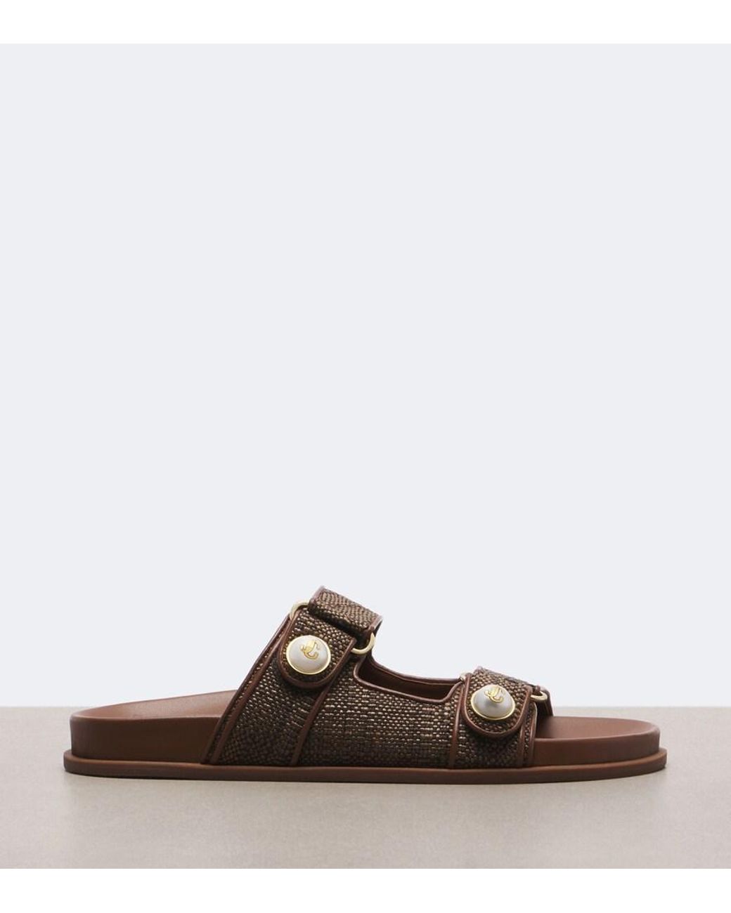 Jimmy Choo Brown Fayence Raffia-Effect Sandals