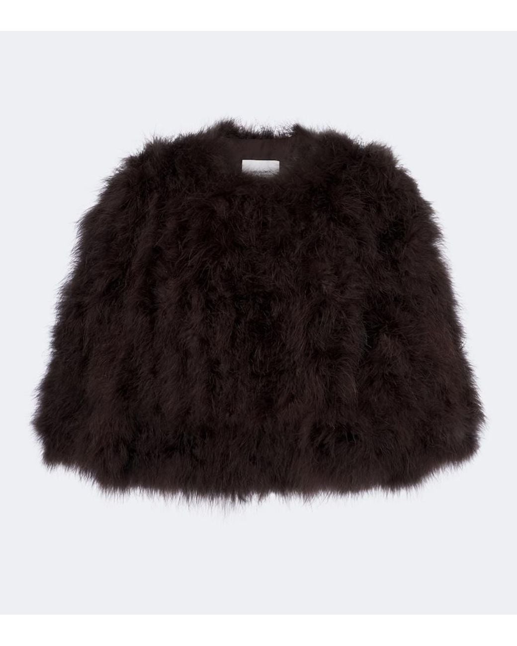 Yves Salomon Black Cropped Feather Jacket