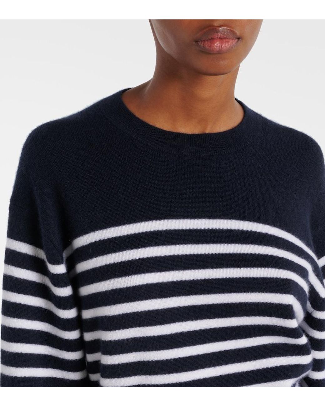 Khaite Blue Viola Striped Cashmere-Blend Sweater