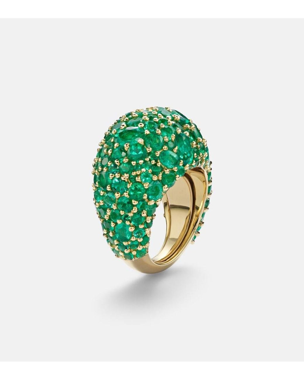 Octavia Elizabeth Green Earth Dome 18kt Gold Ring With Emeralds