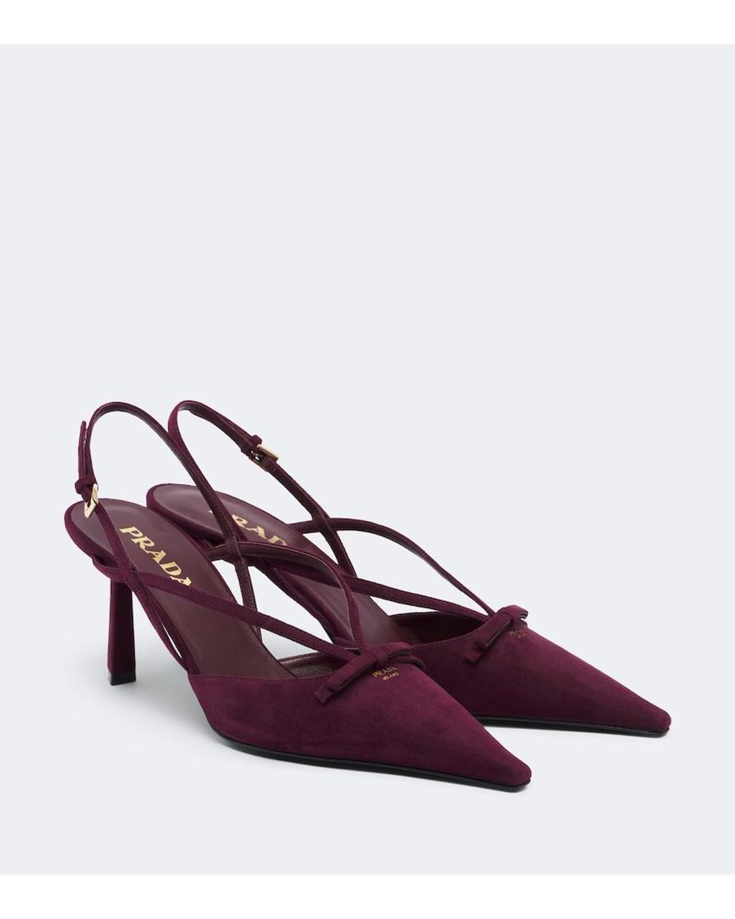 Prada Purple Bow-Detail Suede Slingback Pumps