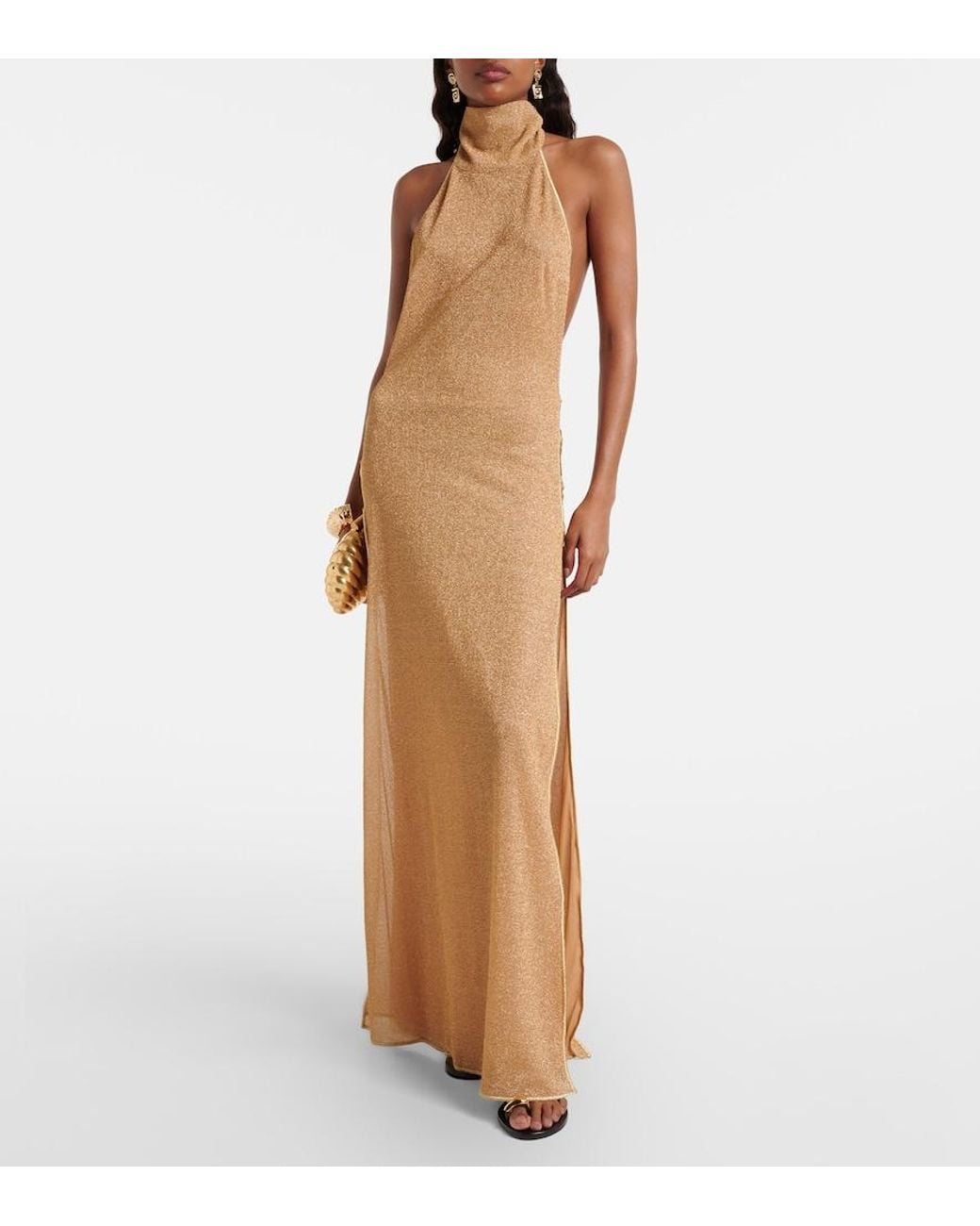 Oseree Natural Lumiere Ring Turtleneck Dress