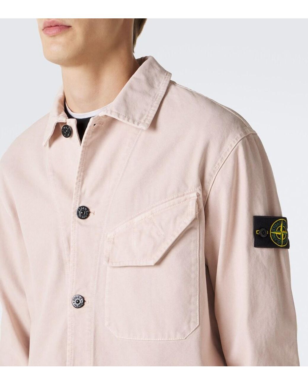 Stone Island Pink Compass Cotton Overshirt for men
