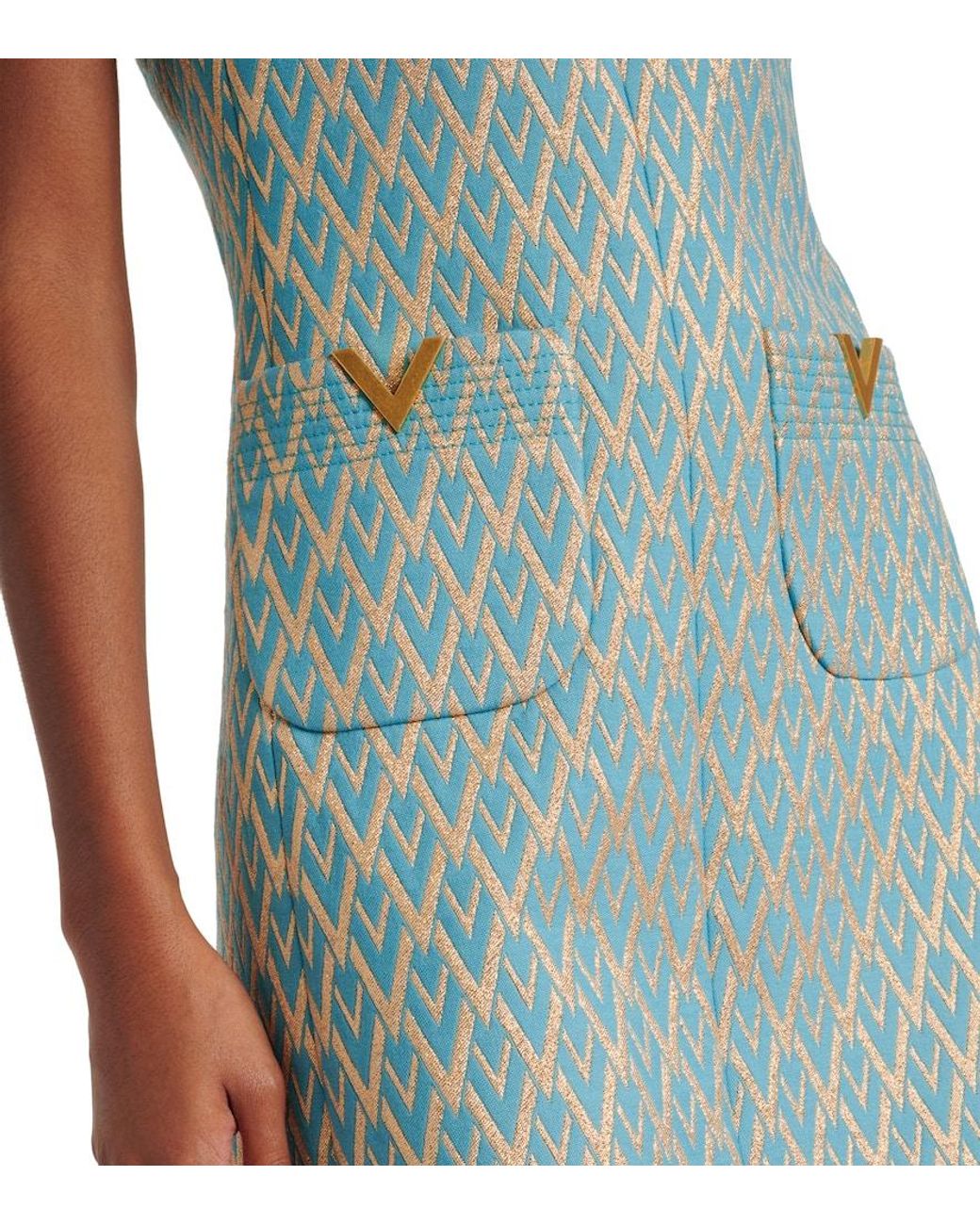 Valentino Blue Toute La V Wool Jacquard Minidress