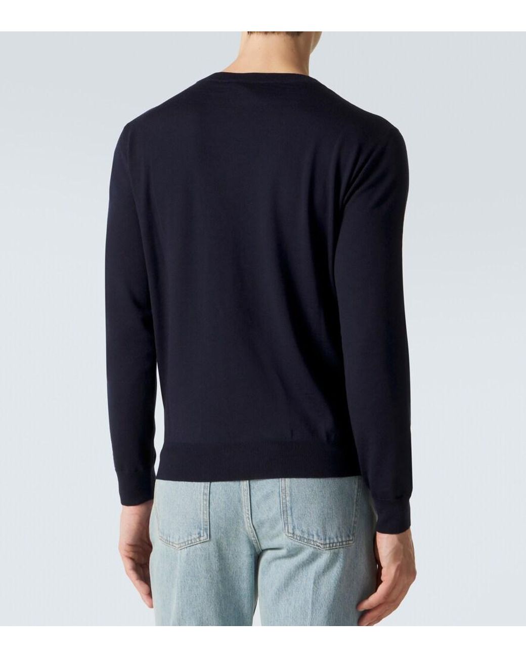 Valentino Blue Vlogo Virgin Wool Sweater for men