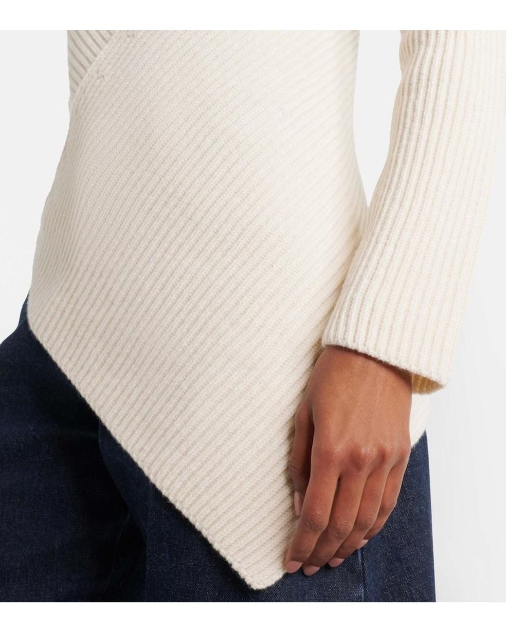 Alaïa White Asymmetric Wool And Cashmere Sweater