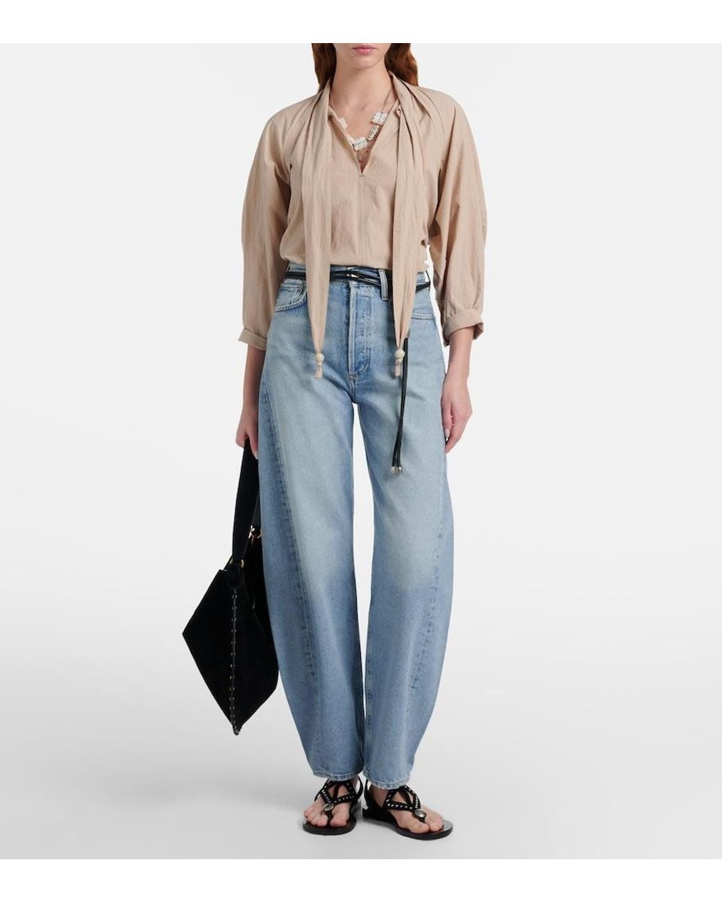 Agolde Blue Luna Faded Barrel-Leg Jeans