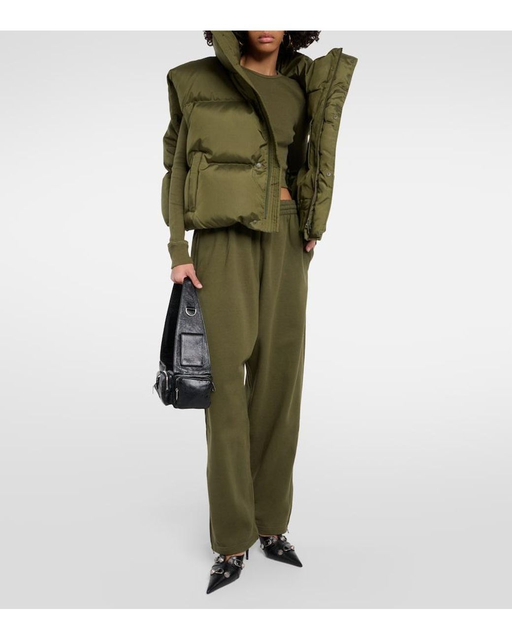 Wardrobe NYC Green Cropped Down Vest