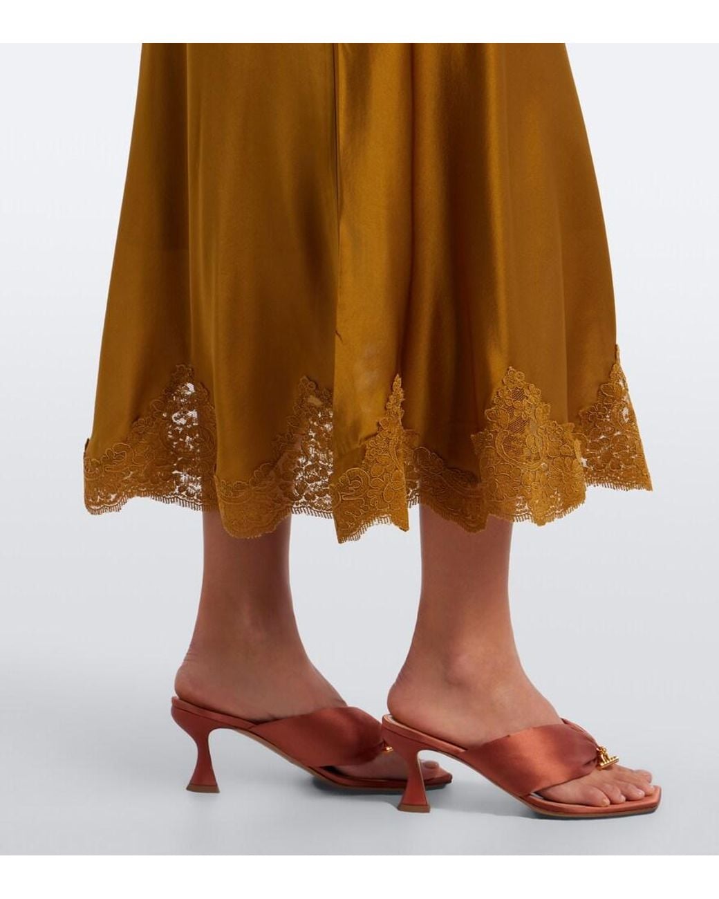 Zimmermann Natural Clash Lace-Trimmed Silk Satin Slip Skirt