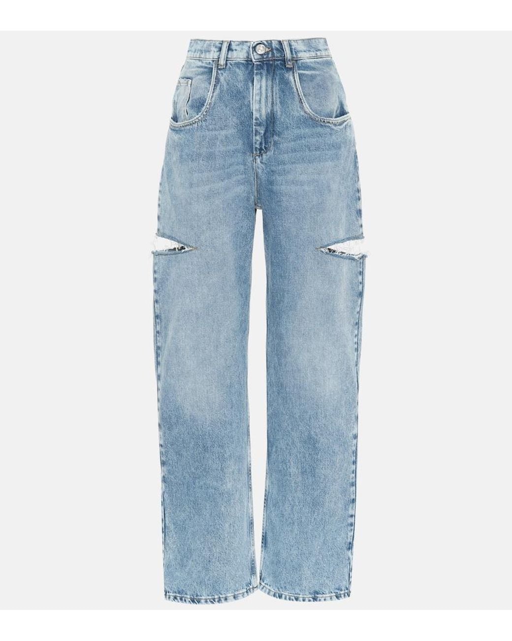 Maison Margiela Blue Cutout High-Rise Wide-Leg Jeans