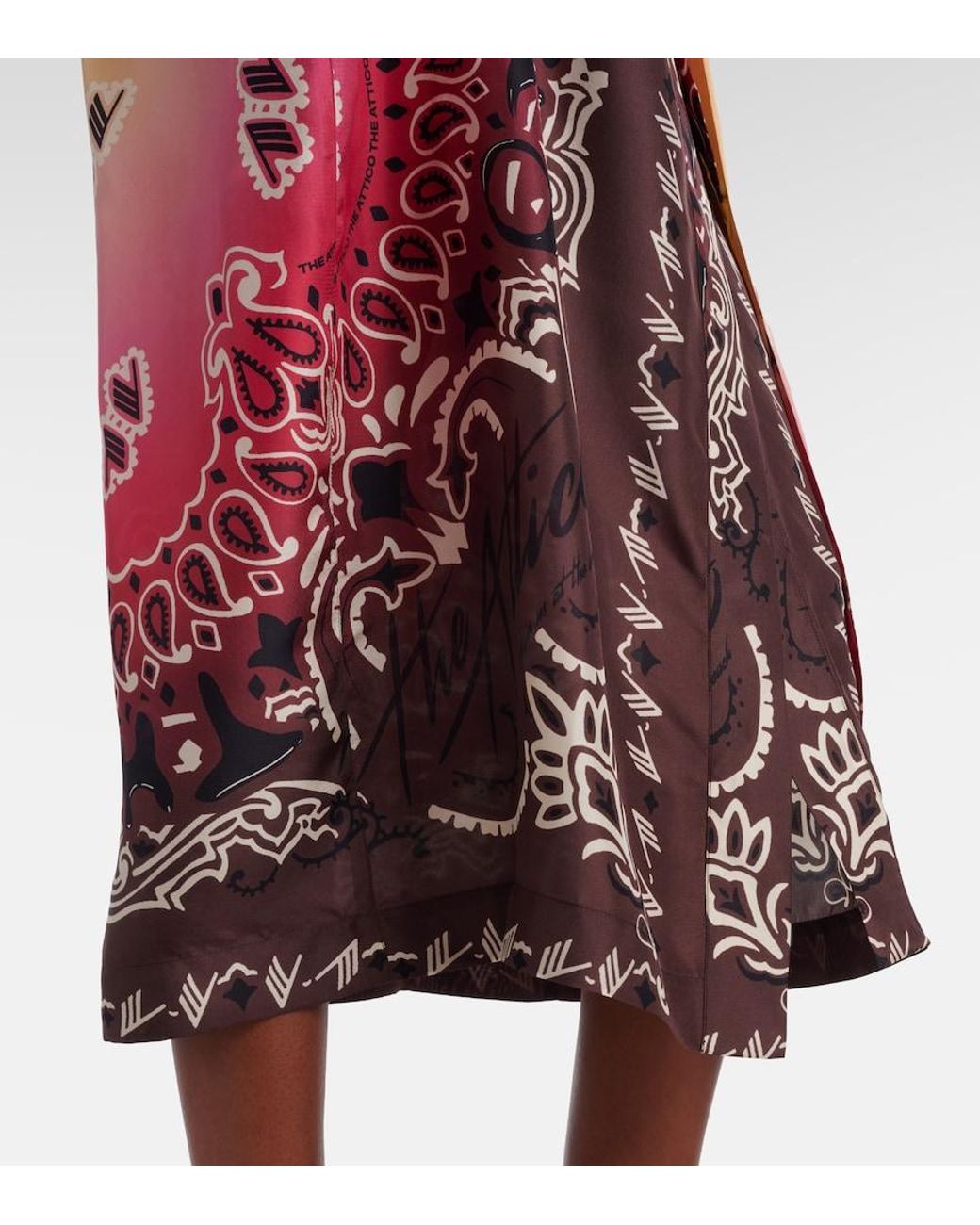 The Attico Red Printed Silk Beach Cover-Up