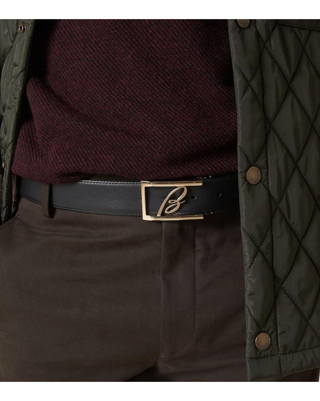 Brioni Black Logo Leather Belt for men