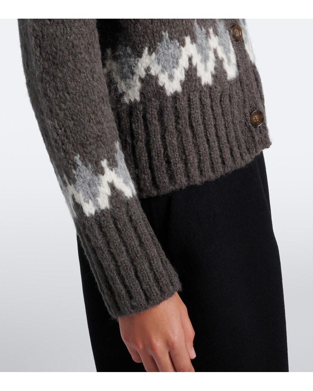Veronica Beard Black Christina Fair Isle Cardigan