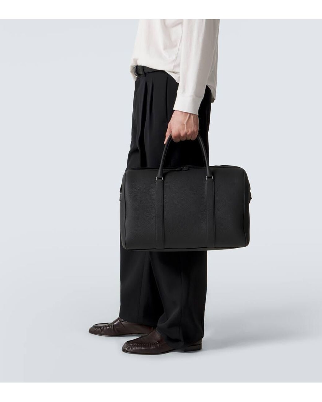 The Row Black Iowa Leather Duffel Bag for men