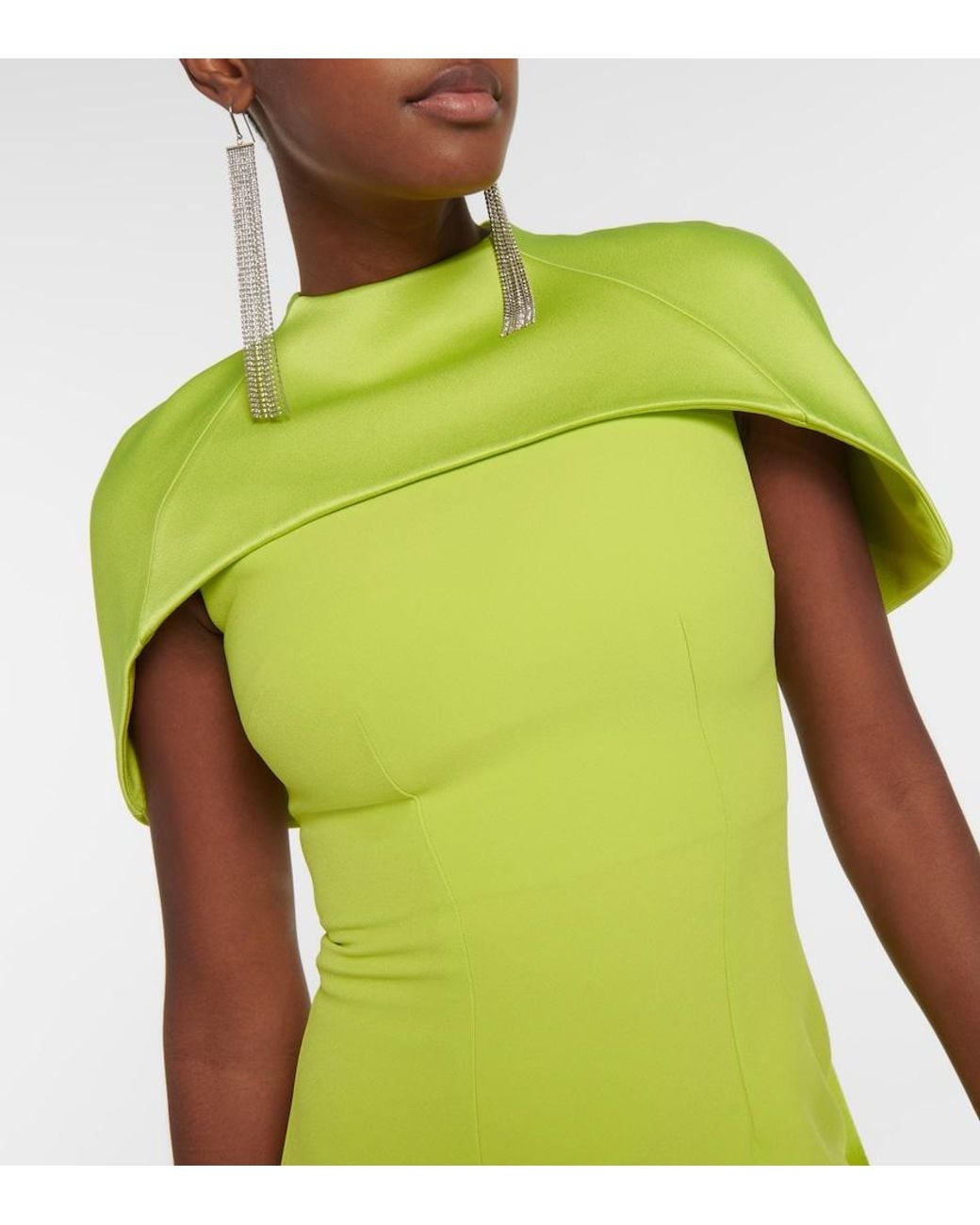Safiyaa Green Kalika Crepe Gown