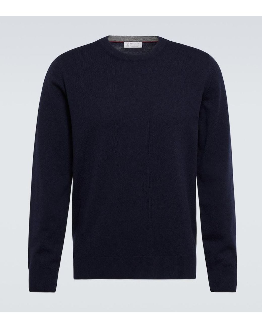 Brunello Cucinelli Blue Cashmere Crewneck Sweater for men