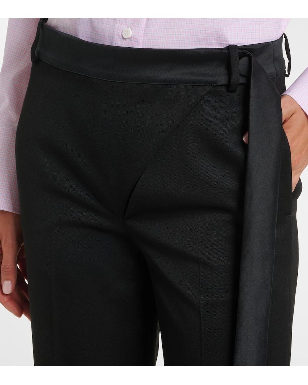 The Attico Black Virgin Wool Wide-Leg Pants