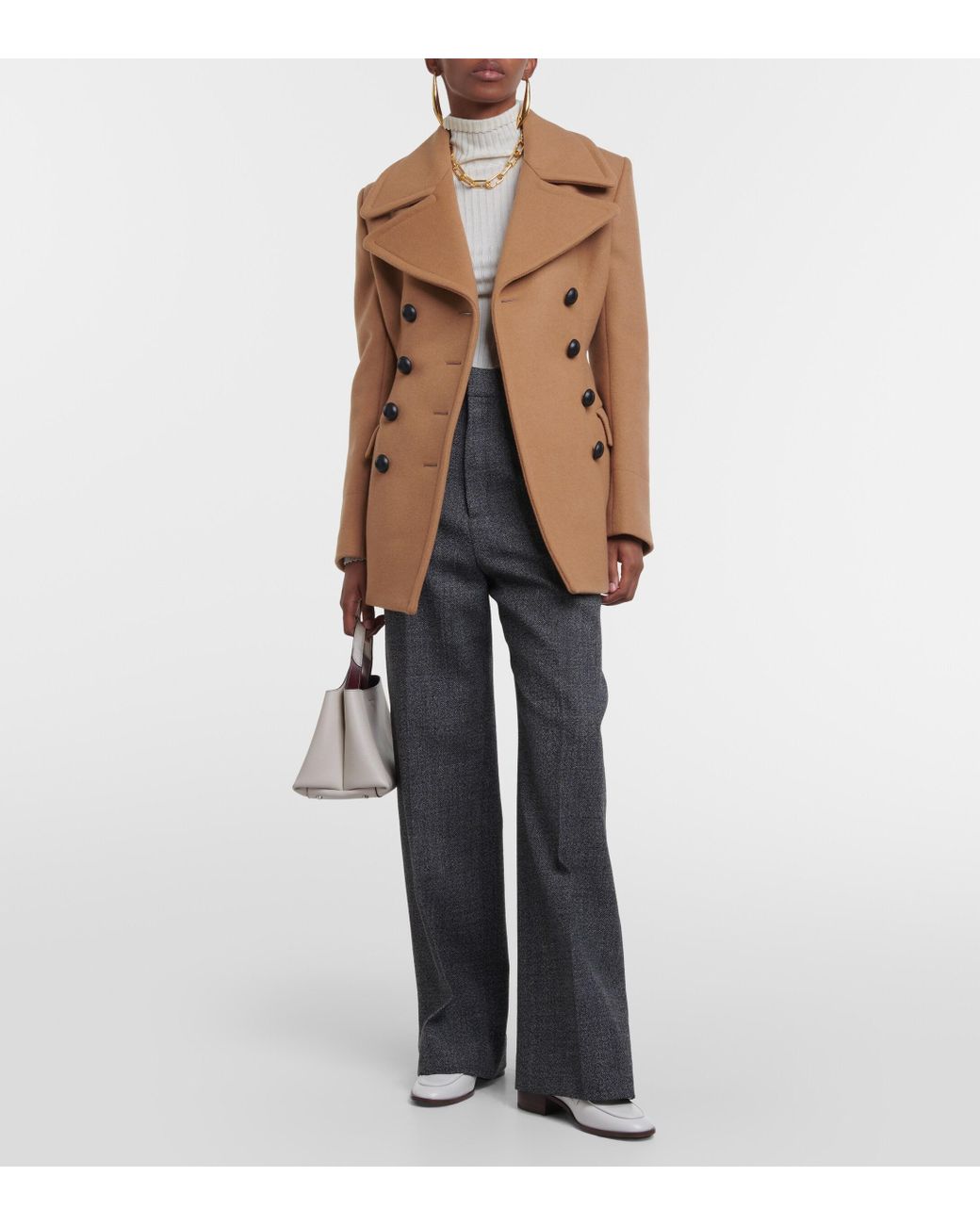 camel wool peacoat women's