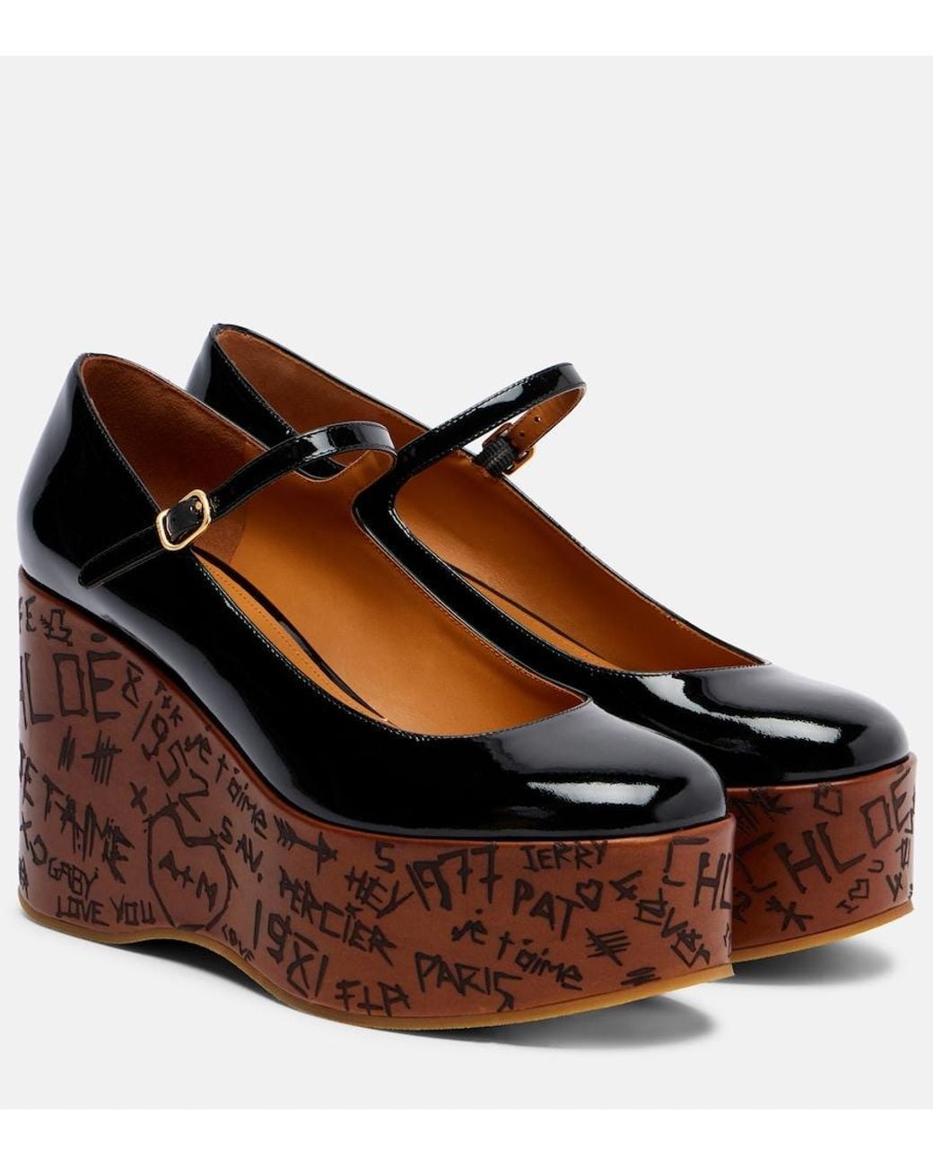 Chloé Brown Chloã Wedges With Mary Jace Ankle Strap And High Wedge Heel