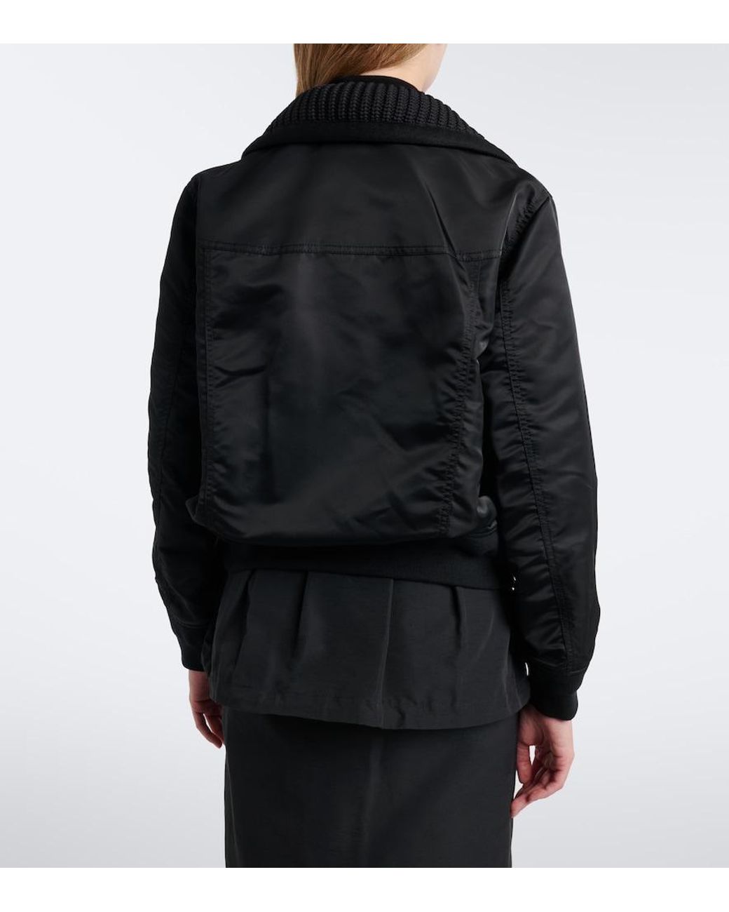 Sacai Black Wool-Trimmed Blouson Jacket