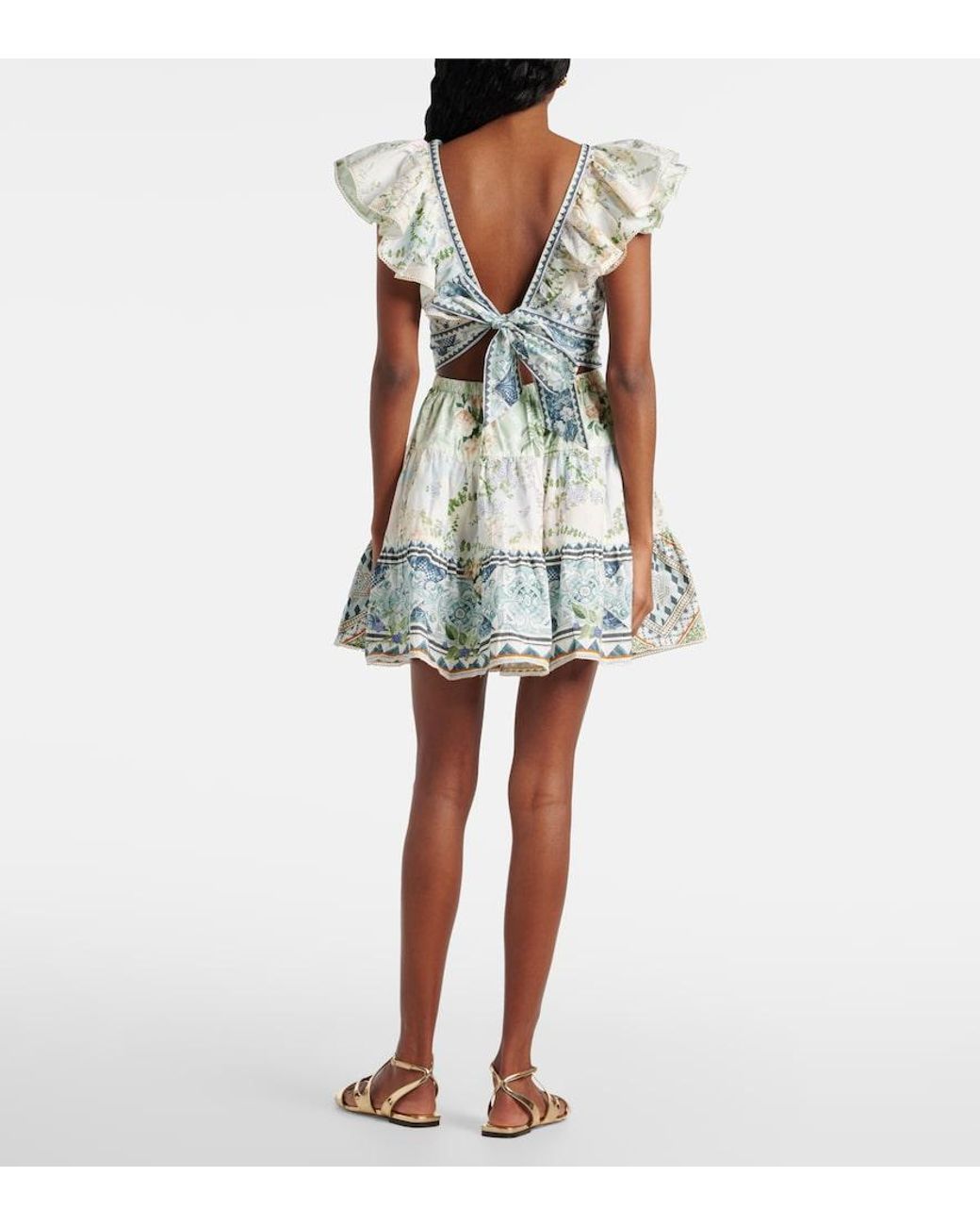 Camilla White Crystal-Embellished Cotton Minidress