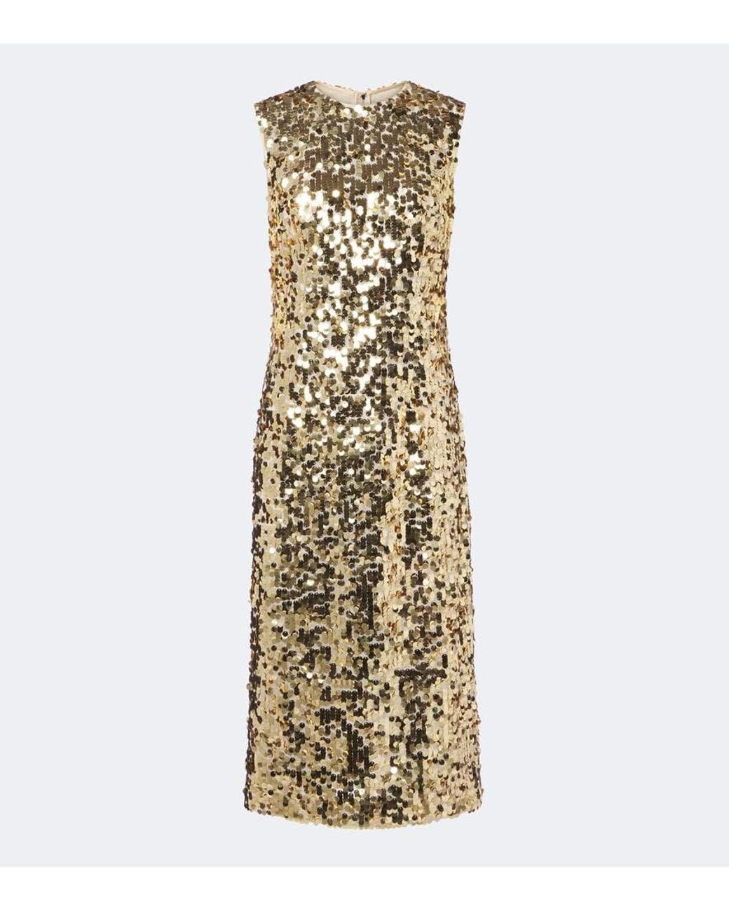 Dolce & Gabbana Metallic Sequined Midi Dress