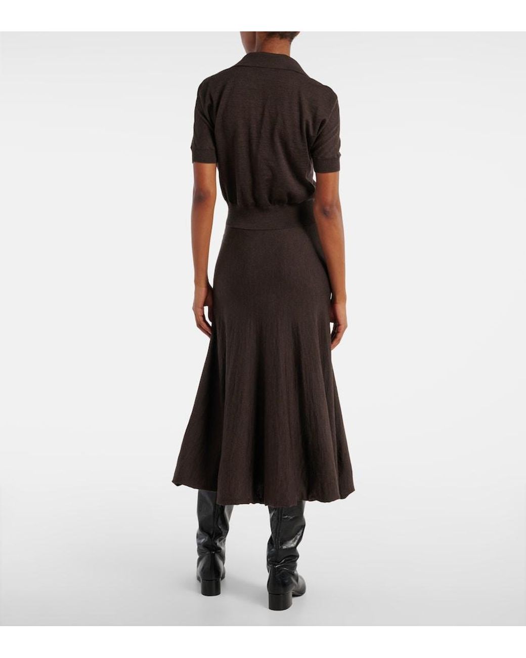 Khaite Black Morgane Wool-Blend Polo Shirt