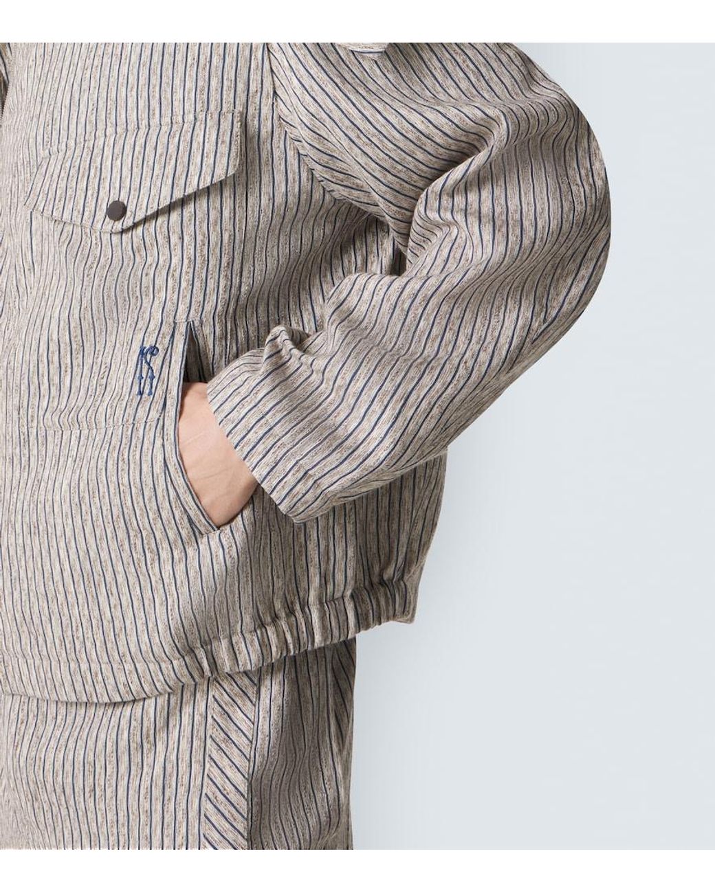 Kiko Kostadinov Gray Farkas Cotton And Linen-Blend Jacket for men