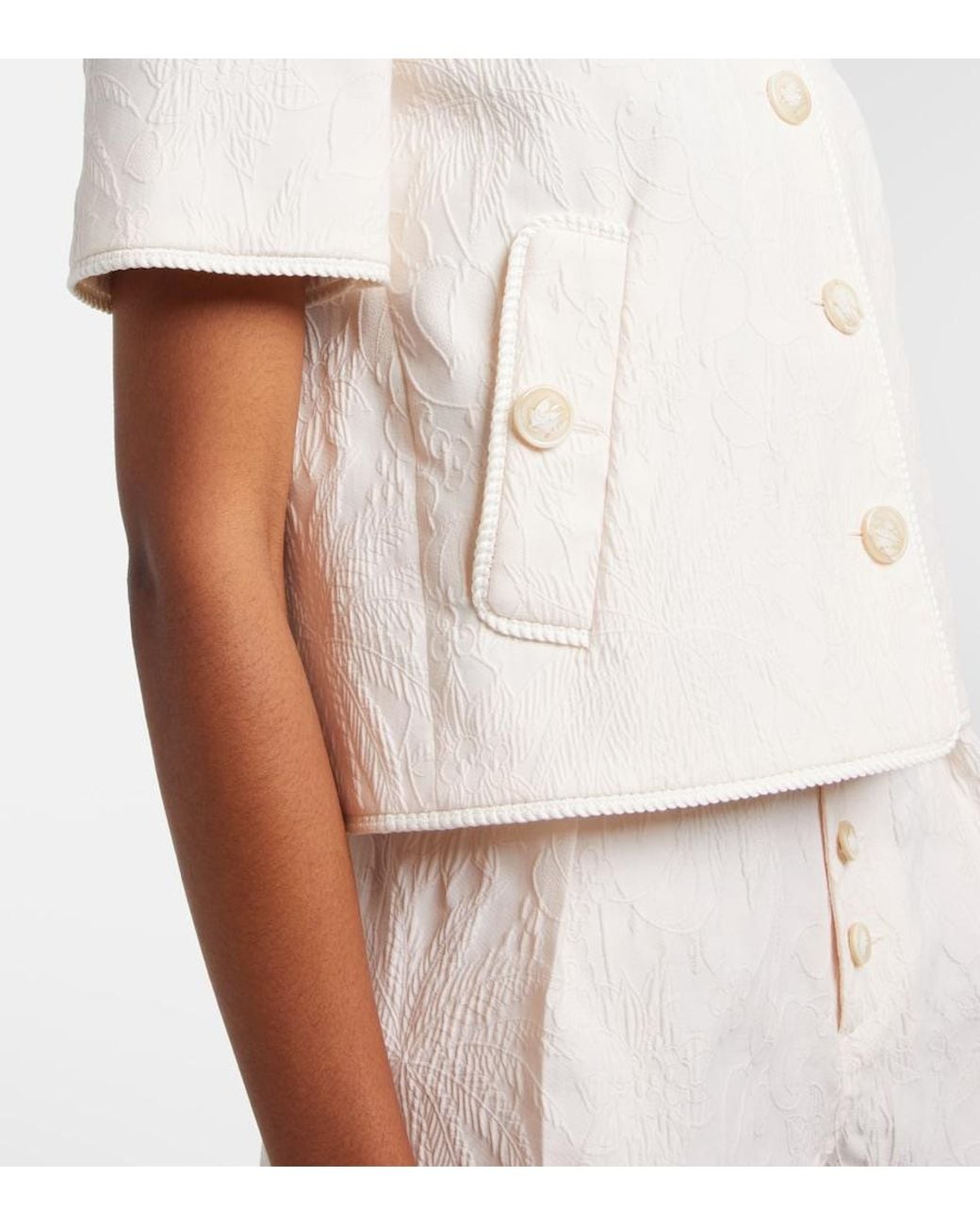 Etro White Cottton-Blend Jacquard Jacket