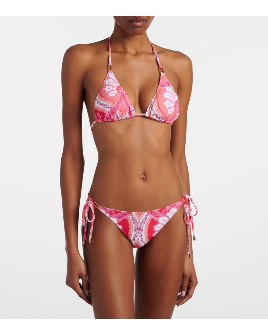 Melissa Odabash Pink Bedrucktes Bikini-Oberteil Cancun