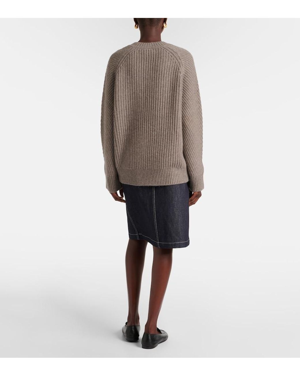 Co. Gray Ribbed-Knit Wool And Cashmere Sweater