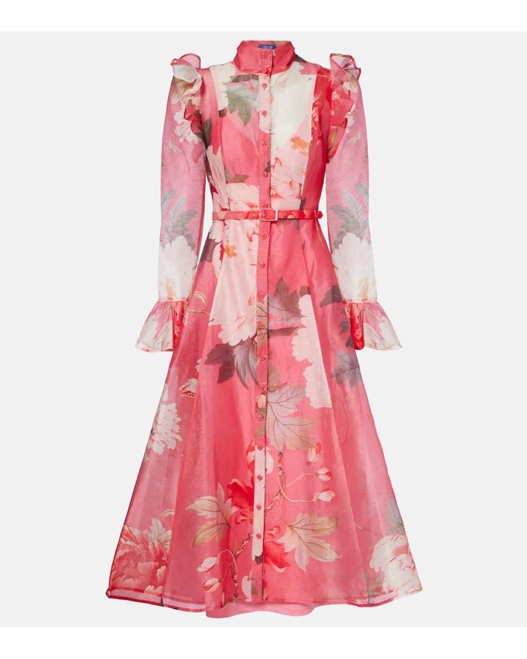 LEO LIN Pink Katrina Floral Midi Dress