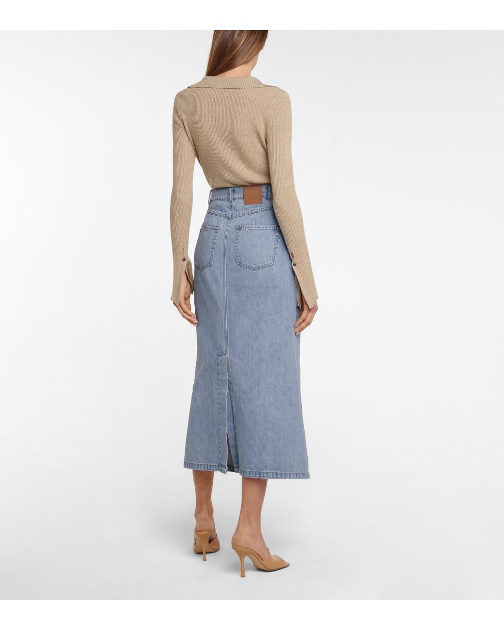 Nanushka denim midi clearance skirt