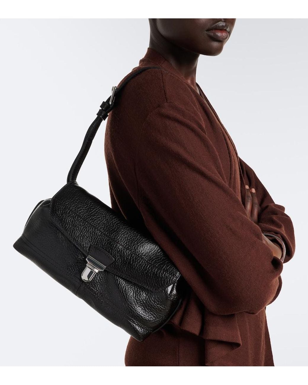 Lemaire Black Gear Leather Shoulder Bag