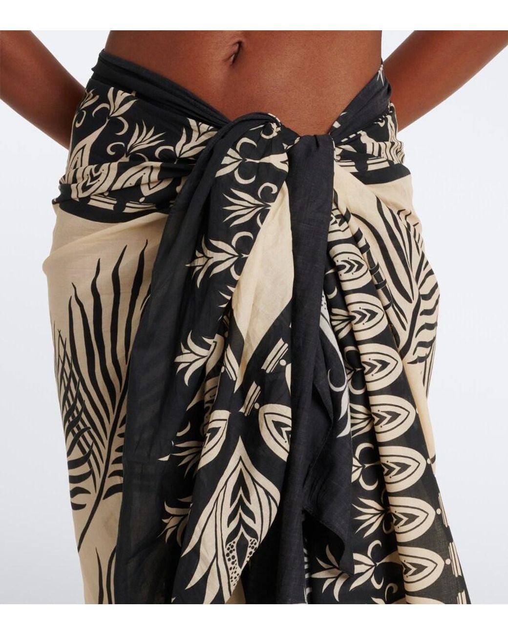 Johanna Ortiz Black Printed Cotton Beach Cover-Up