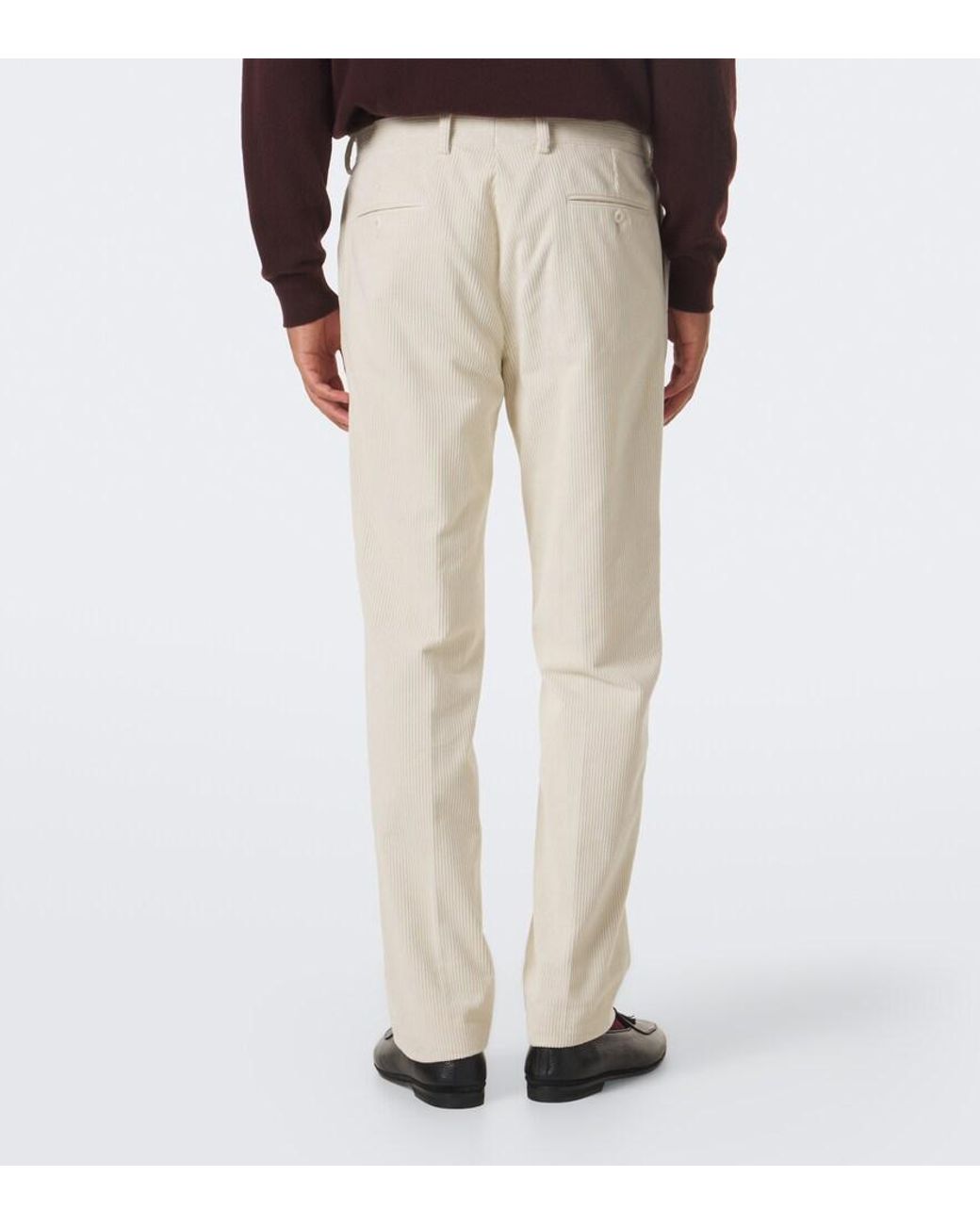 Rubinacci Natural Modluca Cotton Corduroy Straight Pants for men