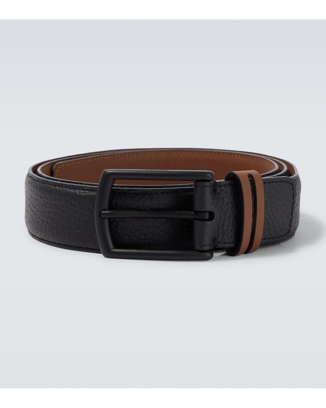 Zegna Black Leather Belt for men