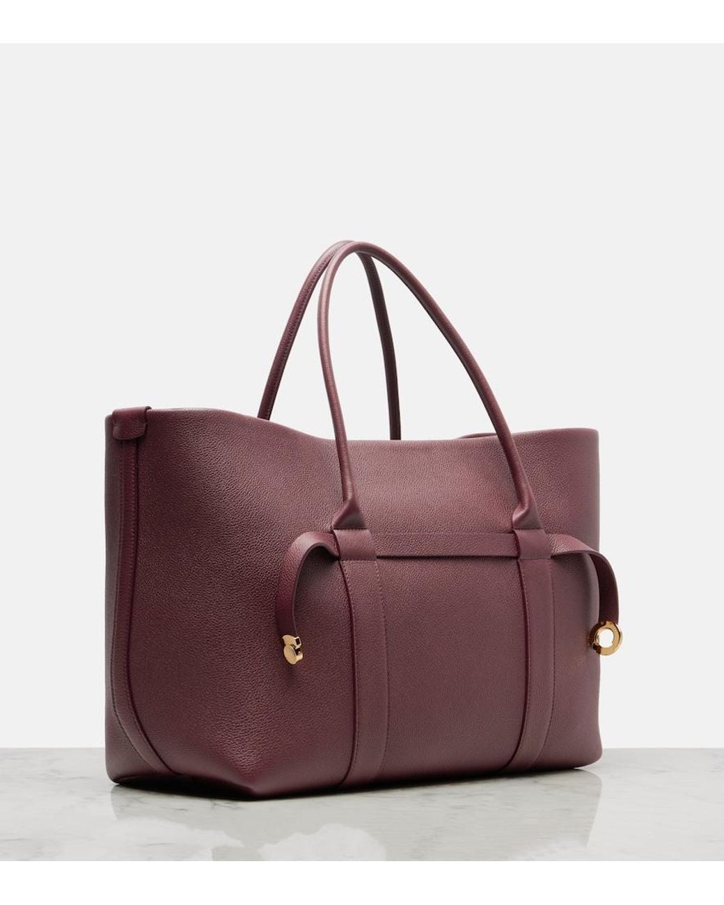 Loro Piana Purple Ghiera Large Leather Tote Bag
