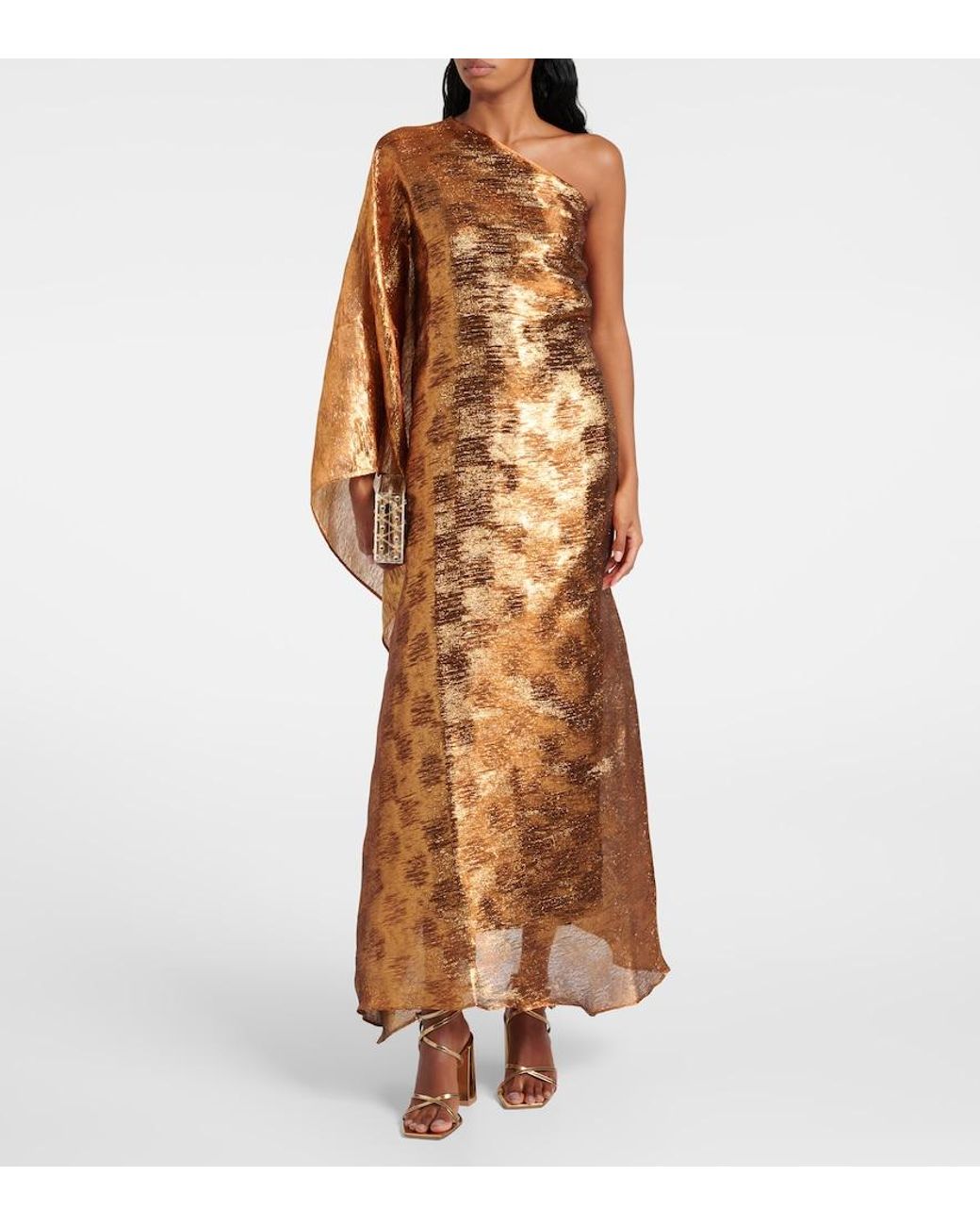 Taller Marmo Brown Betsy One-Shoulder Fil Coupe Gown