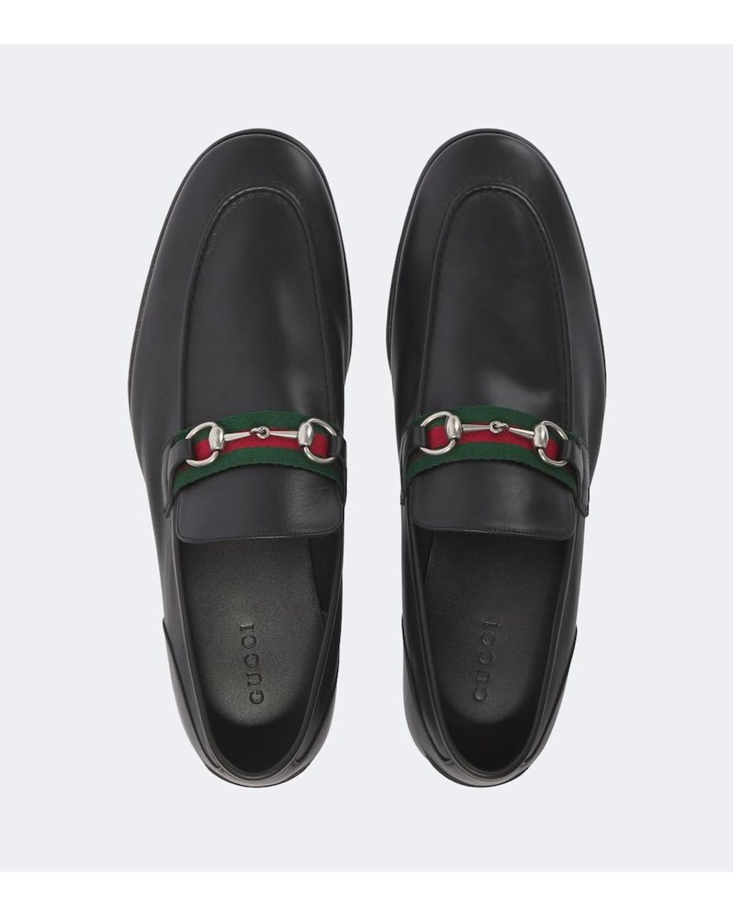 Gucci Black Como Horsebit Leather Loafers for men