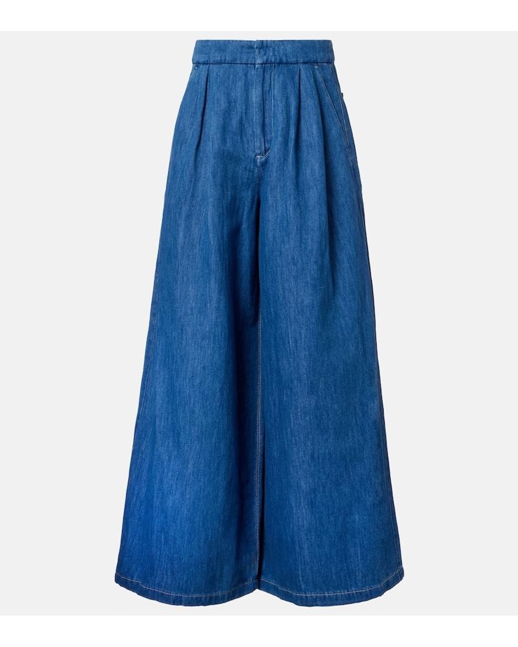 Max Mara Blue Nastro Cropped Wide-Leg Jeans